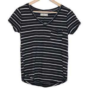 Abercrombie & Fitch Navy Blue White Stripe Short Sleeve Tee T Shirt Top Size XS